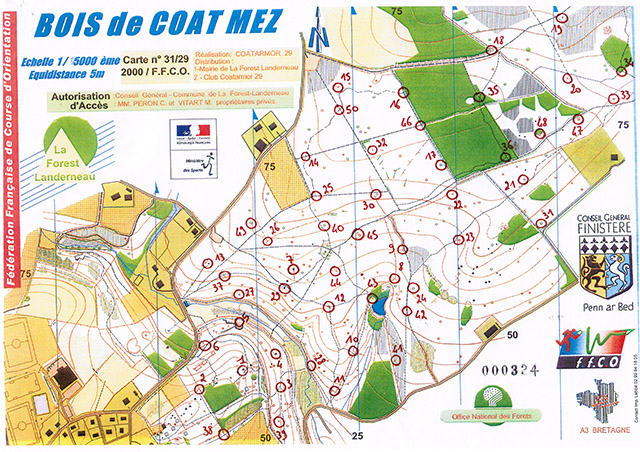 Carte Course d'orientation 1/5.000° - La Forest-Landerneau