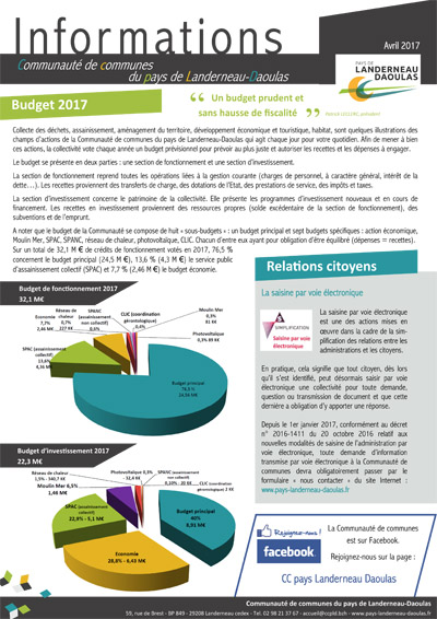 CCPLD Info - Avril 2017 : Budget 2017